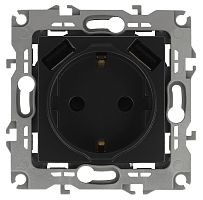 Розетка с заземлением +2xUSB без рамки Эра Elegance 1-м. шторки антрацит картинка